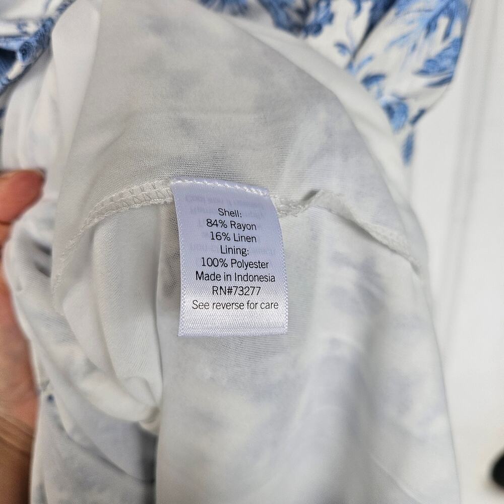 LC Lauren Conrad Linen Blend Tropical Blue and White A-Line Skirt - Picture 5 of 6